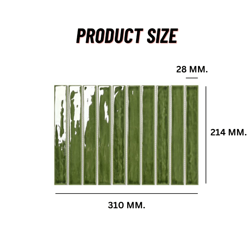 โมเสค TIMELESS TILES รุ่น PAINTIO 31 X 21.4 ซม. สีเขียว DRY GREEN ผิวเงา_1